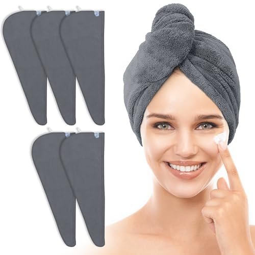 TENSTARS 5 Pack Thicken Microfiber Hair Towel Wrap for Women -... tenstars 5 pack thicken microfiber hair towel wrap for women ...