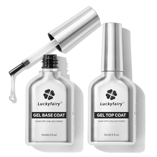 no wipe gel top coat and base coat set: 2pcs 15ml rubber base,...