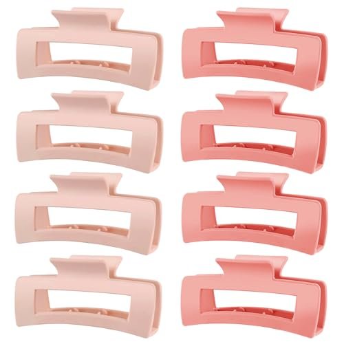 tocess hair claw clips for women 8pk large neutral matte squ...