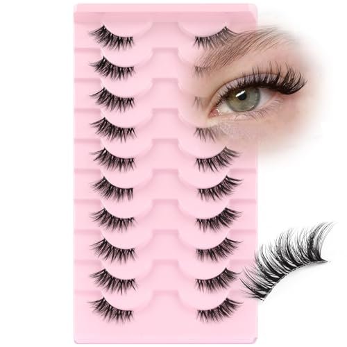 ahrikiss half lashes natural look 10 pairs wispy cat eye lashe...