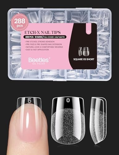 beetles gel nail tips 288 pcs extra short square nail tips 12...