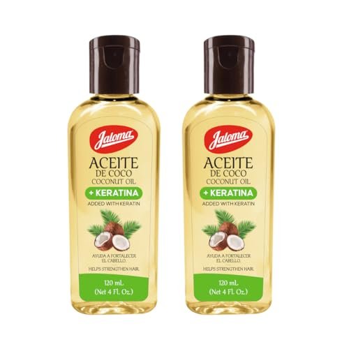 jaloma coconut oil with keratin to help strengthen hair, 2 pac...