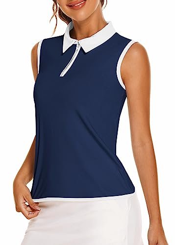 coorun women's golf polo shirts v neck sleeveless collar tenni...