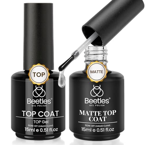beetles matte gel top coat no wipe glossy top coat set 2pcs 15...
