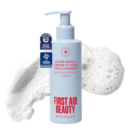 first aid beauty ultra gentle cream to foam facial cleanser, f...