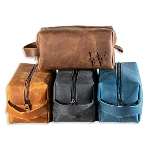 personalized handcrafted leather toiletry bag for men, custom...