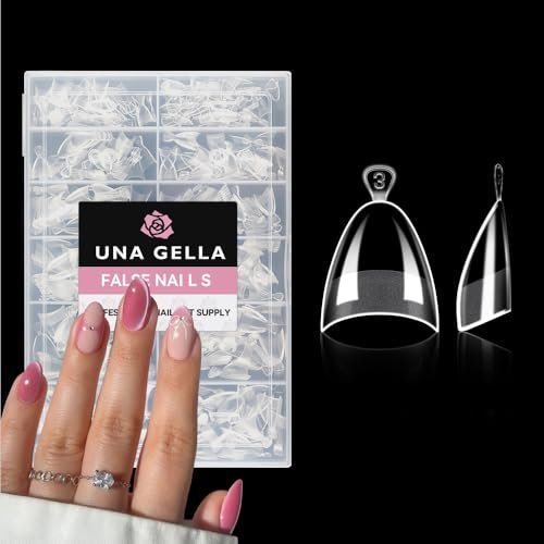 una gella almond shape nail tips short: 504pcs half cover almo...