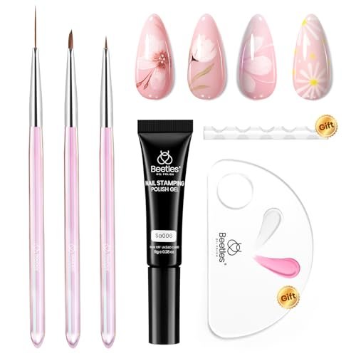 beetles nail art brushes set for gel polish 3 pcs nail art des...