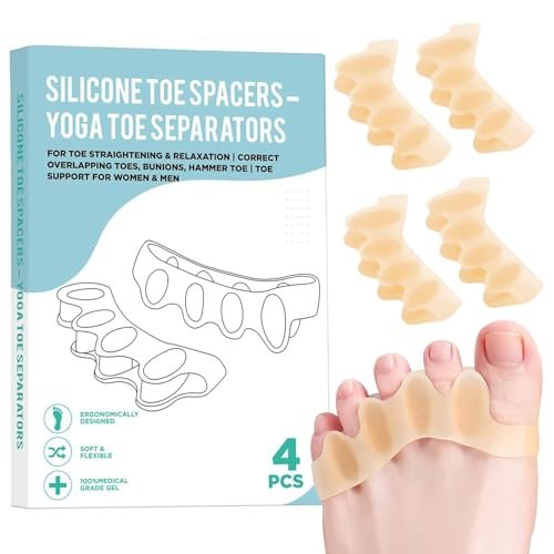4 pcs silicone toe spacers – yoga toe separators for toe strai...