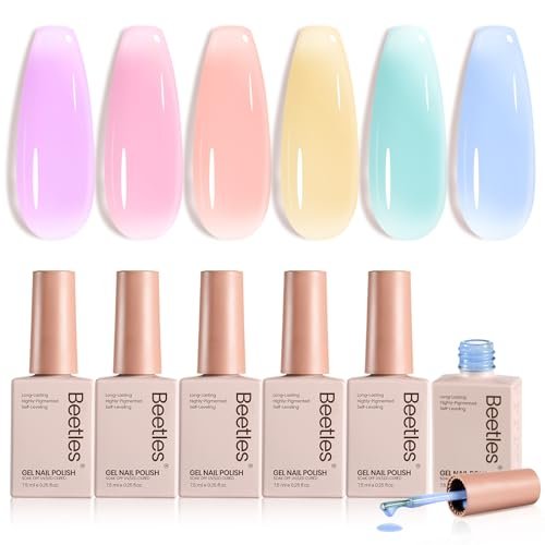 beetles pastel gel nail polish set 6 colors spring jelly gel...