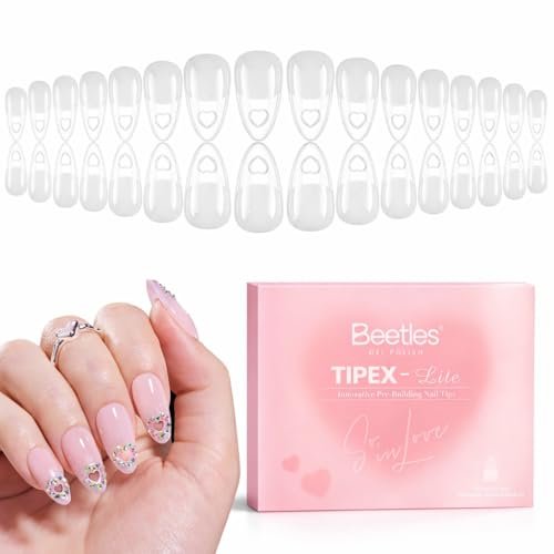beetles tipex lite heart cutout nail tips, pre built instant a...
