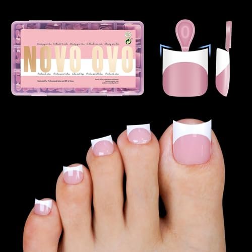 novo ovo halloween short toe nail tips white french tip with m...