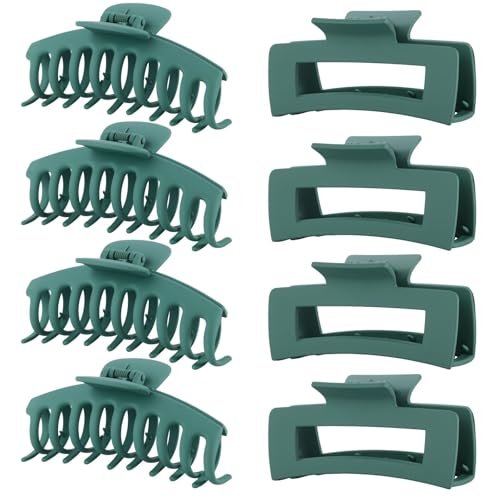 green hair clips for women 8 pack 4.3 inch large matte banan...