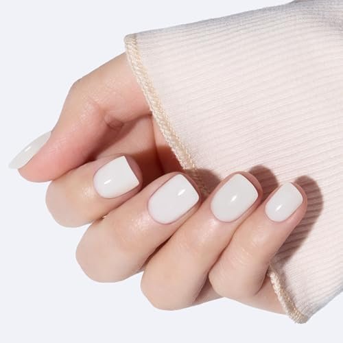 modelones extra short press on nails,sheer white semi transpar...