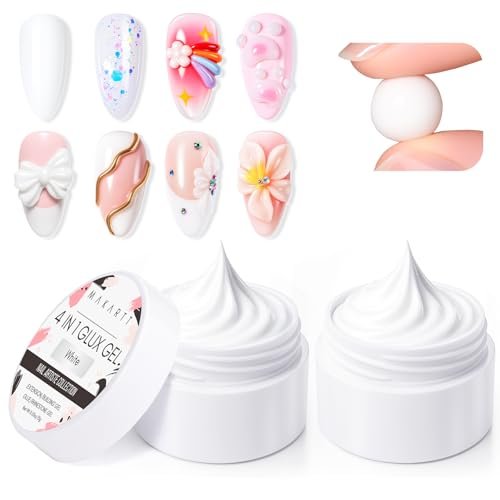 makartt 3d gel nail art: 4 in 1 solid builder nail gel white n...