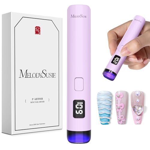 melodysusie handheld cordless uv nail lamp with lcd display &...