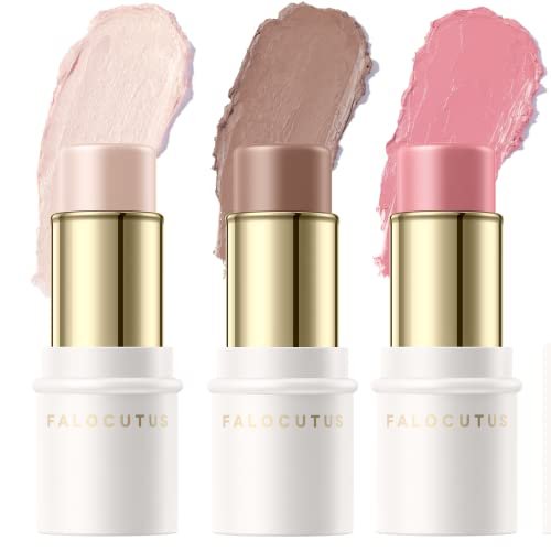 falocutus 3 pcs fair contour stick set,cream blush & highlight...