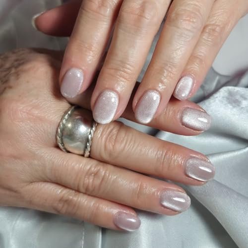 modelones cat eye press on nails, short oval fake nails kit pr...