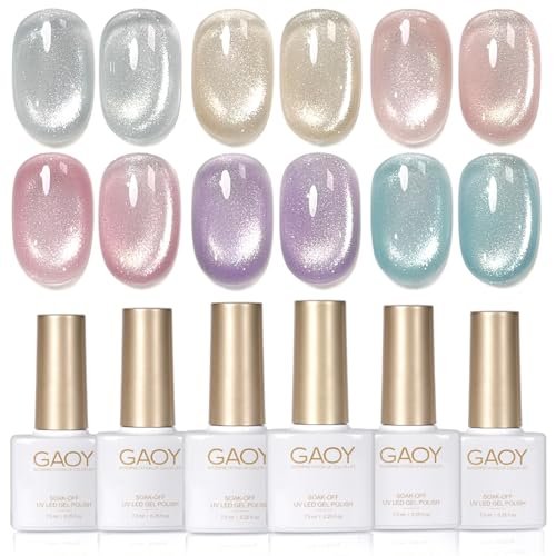 gaoy cat eye gel nail polish set with magnet for silver blue p...