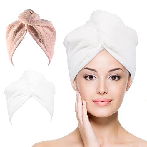 youlertex microfiber hair towel hairs wrap: 2 pack 10x26 hair...