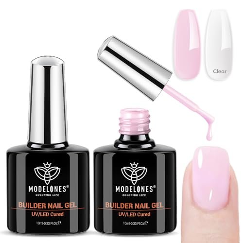 modelones base coat builder nail gel, 2 pcs clear and baby pin...