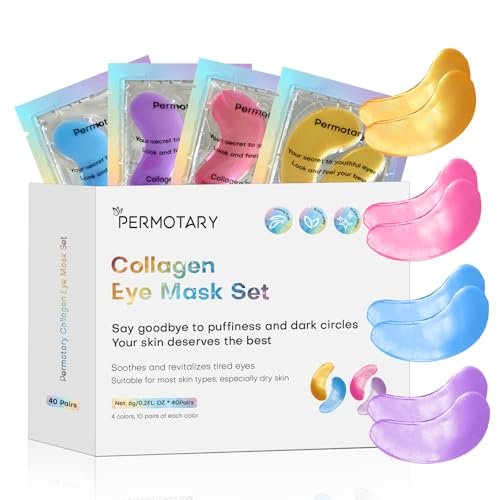 permotary under eye patches, collagen crystal eye mask with hy...