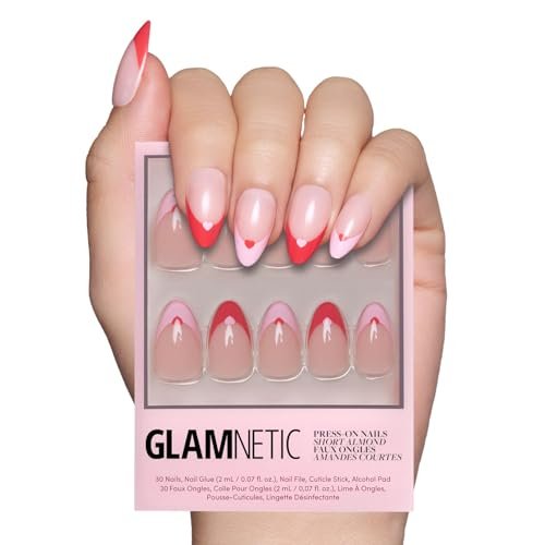 glamnetic press on nails pure hearted | glossy, semi transpa...