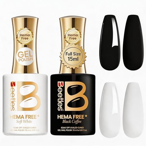 Beetles Black White Gel Polish Kit - Simple Black & White Colo... beetles black white gel polish kit simple black & white colo...