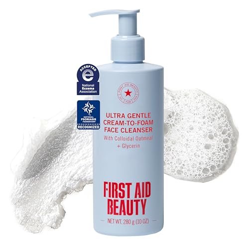 first aid beauty ultra gentle cream to foam facial cleanser, f...