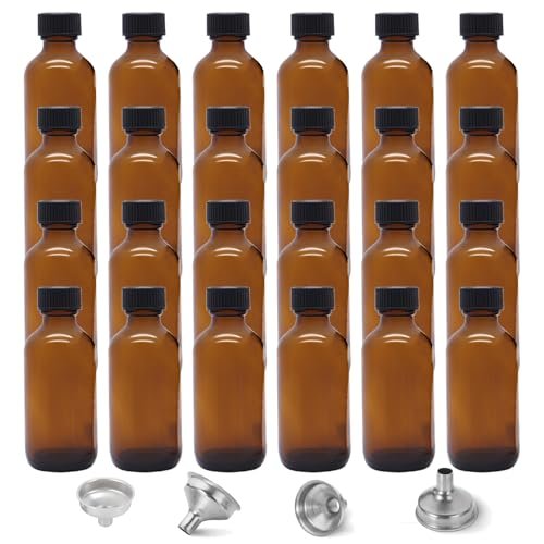 24 Pack 2oz Amber Glass Bottles for Vanilla Extract, Boston Ro... 24 pack 2oz amber glass bottles for vanilla extract, boston ro...