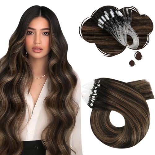 moresoo micro loop hair extensions real human hair dark brown...