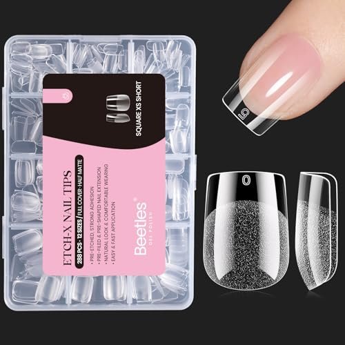 beetles gel nail tips 288pcs extra short square etch x fake na...