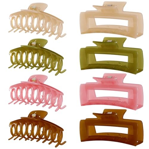 luseren 8 pack jelly hair clips for women, 4.3 inch large hair...