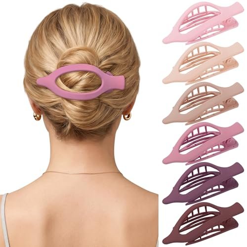 french flat hair clips for women 6pcs flat hair claws for th...