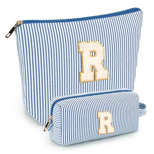2 pcs initial makeup bags for women: cosmetic bag for travel t...