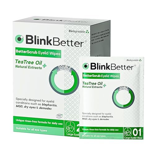 blinkbetter tea tree oil eyelid wipes 20 x natural blepharit...