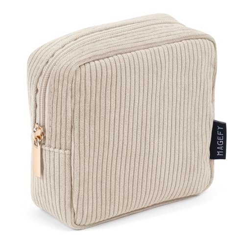 magefy small makeup bag for purse mini cosmetics bag corduroy...
