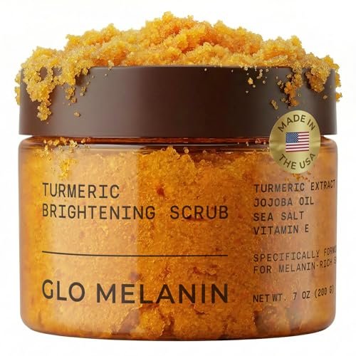 glo melanin turmeric scrub for dark spots, brightening inner t...