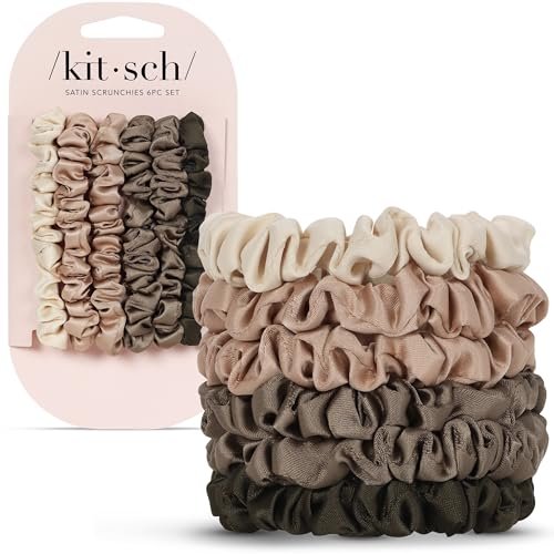 kitsch ultra petite satin scrunchies for women no crease, fr...