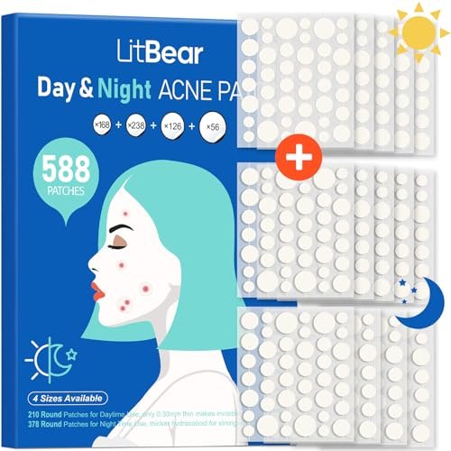 litbear acne pimple patches day and night 4 sizes 588 dots th...
