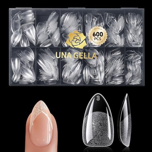 una gella short almond gel nail tips, 600 pcs pre filed short...