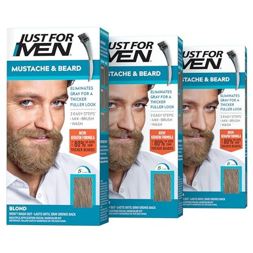 just for men mustache & beard, beard dye for men with brush in...
