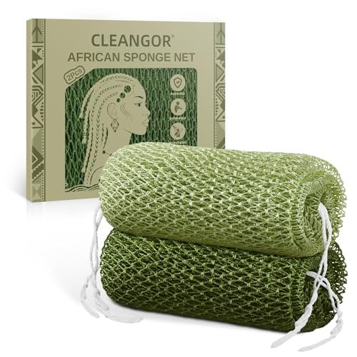 Cleangor 2Pcs African Net Sponge Authentic with Knots - Exfoli... cleangor 2pcs african net sponge authentic with knots exfoli...