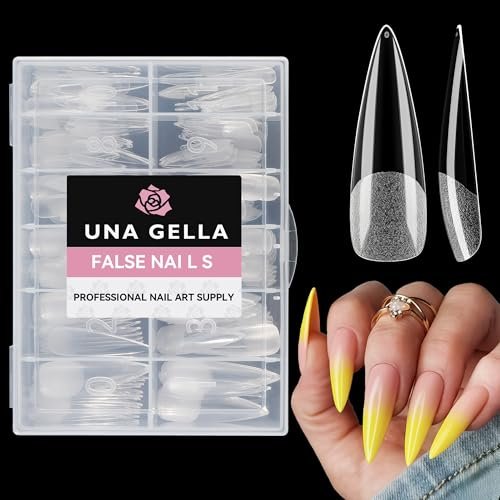 una gella clear stiletto fake nails 216pcs extra long full c...