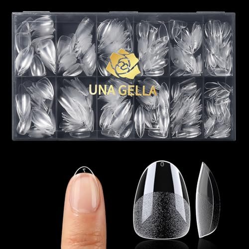 una gella extra short almond nail tips, 504 pcs pre filed xs a...