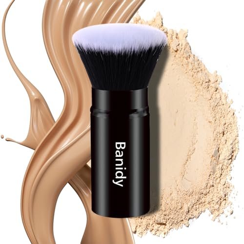 makeup brush kabuki face brushes retractable travel blush brus...