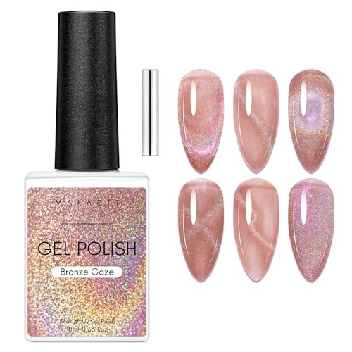 makartt cat eye gel nail polish: universal rainbow holographic...