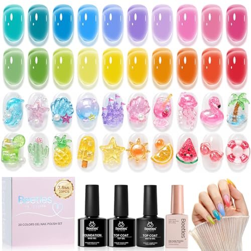 beetles neon jelly gel nail polish set 7.5ml 20 colors summe...