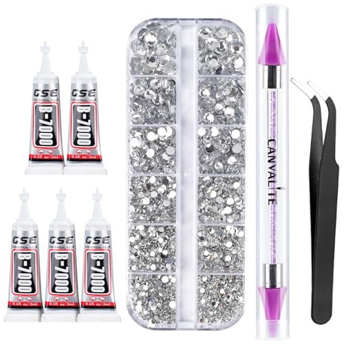 canvalite 1500pcs rhinestones flat back gems, nail rhinestones...