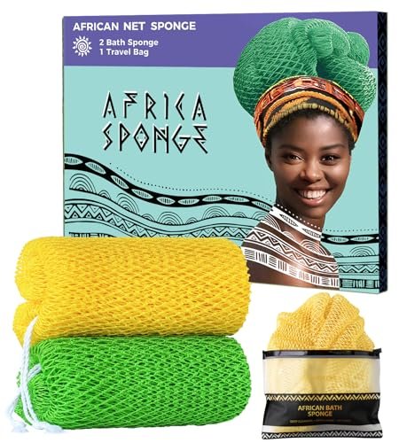 african net sponge with knots 2 pieces exfoliating body scru...